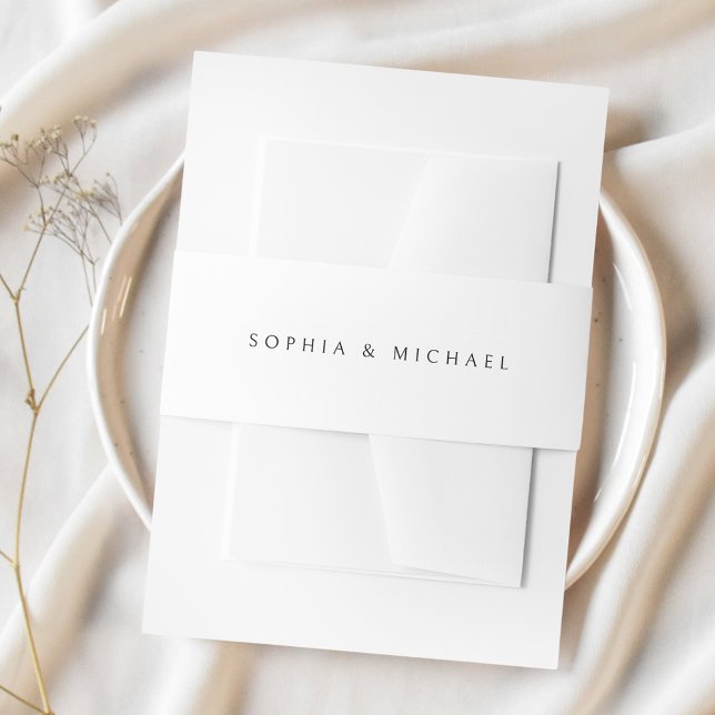 Minimalistische Hochzeit in Weiß Einladungsbanderole (Von Creator hochgeladen)