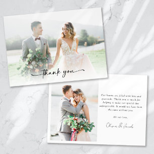 Minimalistische Hochzeit mit 2 Fotos Dankeskarte