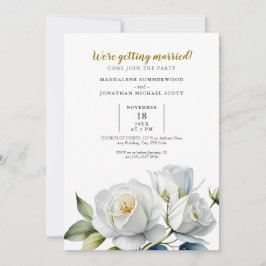 Minimalistische Hochzeit mit Blumen und Weiß Rose Einladung