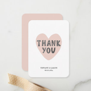 Minimalistische Hochzeit mit einfachem Herz Pink V Mitteilungskarte