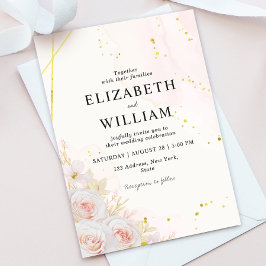 Minimalistische Hochzeit mit eleganten White Roses Einladung