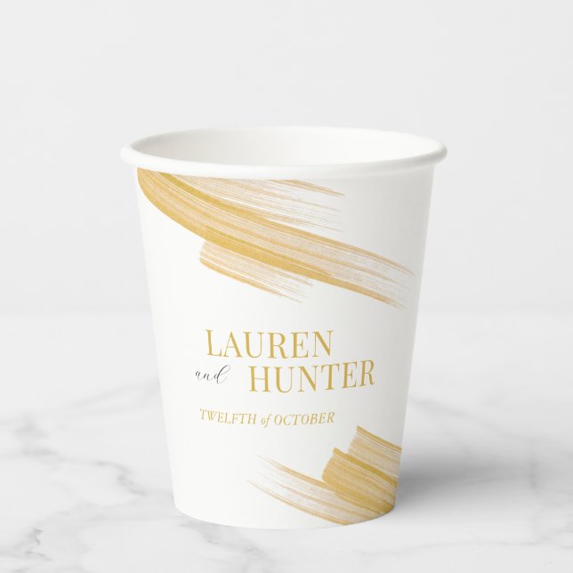 Minimalistische Hochzeit mit feinem Sand Pappbecher (Vorderseite)