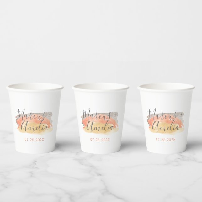 Minimalistische Hochzeit mit hübscher Wasserfarbe Pappbecher (Multi)