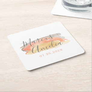 Minimalistische Hochzeit mit hübscher Wasserfarbe Rechteckiger Pappuntersetzer