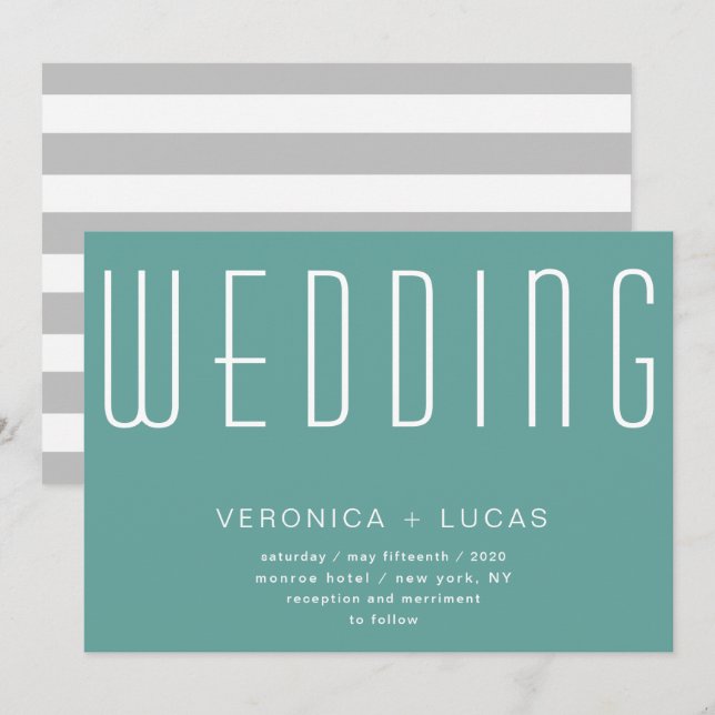 Minimalistische Hochzeit mit modernem Drehbuch Einladung (Vorne/Hinten)