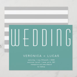 Minimalistische Hochzeit mit modernem Drehbuch Einladung