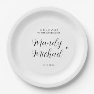 Minimalistische Hochzeit mit moderner Kalligrafie Pappteller