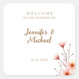 Minimalistische Hochzeit mit moderner Kalligrafie Quadratischer Aufkleber