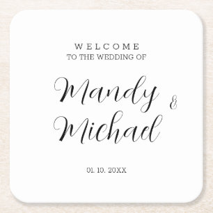 Minimalistische Hochzeit mit moderner Kalligrafie Rechteckiger Pappuntersetzer