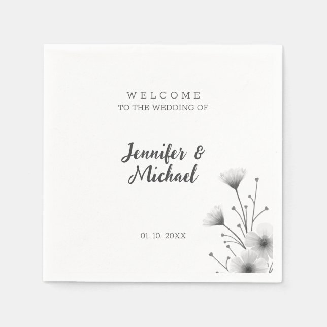Minimalistische Hochzeit mit moderner Kalligrafie Serviette (Vorderseite)