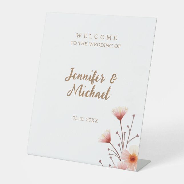 Minimalistische Hochzeit mit moderner Kalligrafie Sockelschild (Vorderseite)