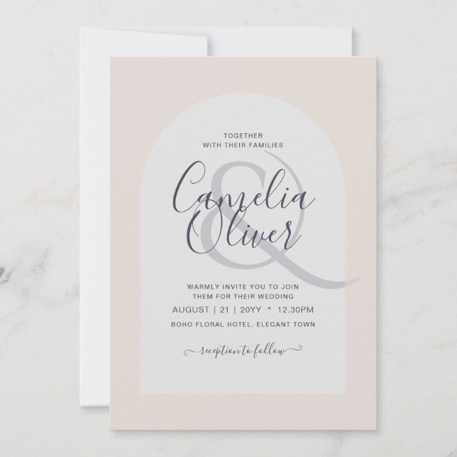 Minimalistische Hochzeit mit moderner Typografie Einladung (Vorderseite)
