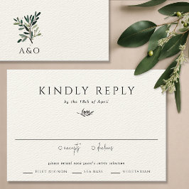 Minimalistische Hochzeit mit Olivenbäumen RSVP Karte
