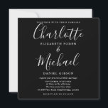 Minimalistische Hochzeit mit Schwarz und Weiß Einladung<br><div class="desc">Dieses stilvolle Schwarz-Weiß-Hochzeitsangebot mit eleganten,  charakteristischen Stilnamen kann mit Ihren Hochzeitsdetails in moderner Typografie personalisiert werden. Entwickelt von Thisisnotme©</div>