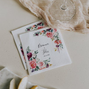 Minimalistische Hochzeit mit tropischen Farben im  Serviette