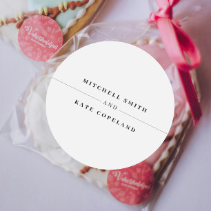 Minimalistische Hochzeit mit weißem und schwarzem  Runder Aufkleber