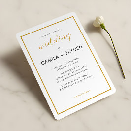 Minimalistische Hochzeit mit weißer Elegantin Einladung