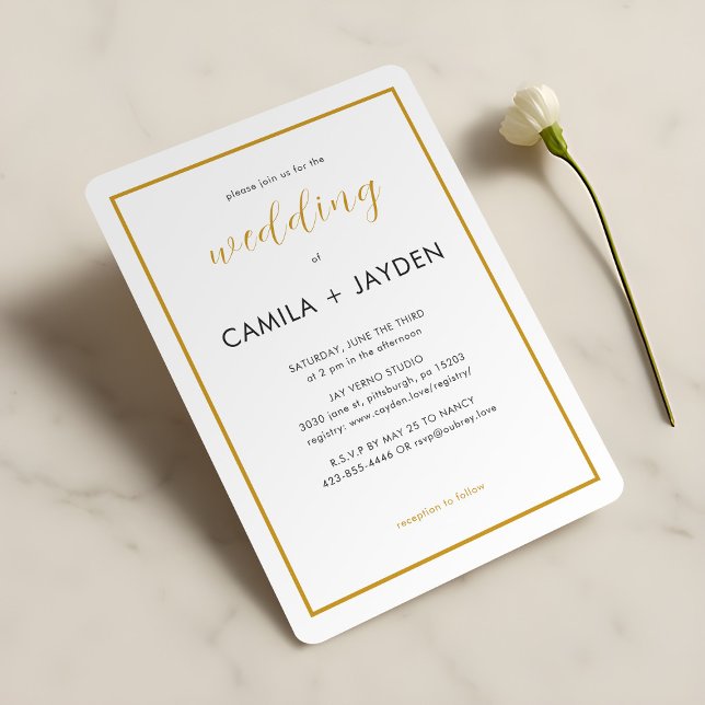 Minimalistische Hochzeit mit weißer Elegantin Einladung (Von Creator hochgeladen)