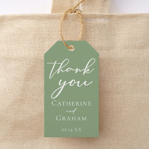 Minimalistische Hochzeit mit weißer Schrift Geschenkanhänger