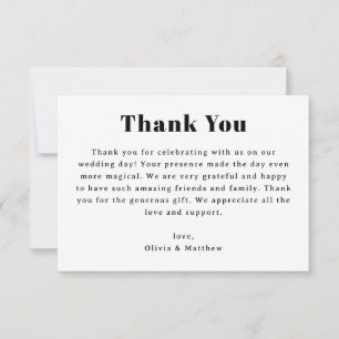Minimalistische Hochzeit   Moderne neutrale Typogr Dankeskarte