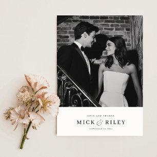 Minimalistische Hochzeit moderner Typografie-Fotos Dankeskarte