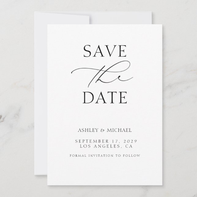 Minimalistische Hochzeit moderner Typografie Save The Date (Vorderseite)