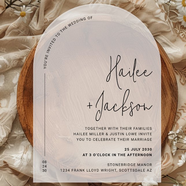 Minimalistische Hochzeit Modernes, einfaches Luxus Acryleinladungen (Von Creator hochgeladen)