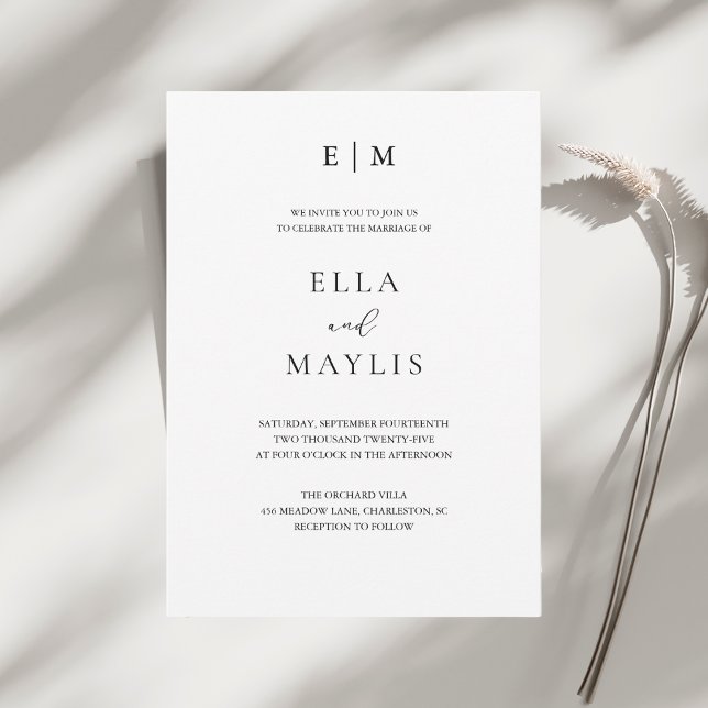 Minimalistische Hochzeit | Modernes Schwarz/Weiß Einladung (Von Creator hochgeladen)