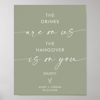 Minimalistische Hochzeit Open Bar Sign | Modernes Poster