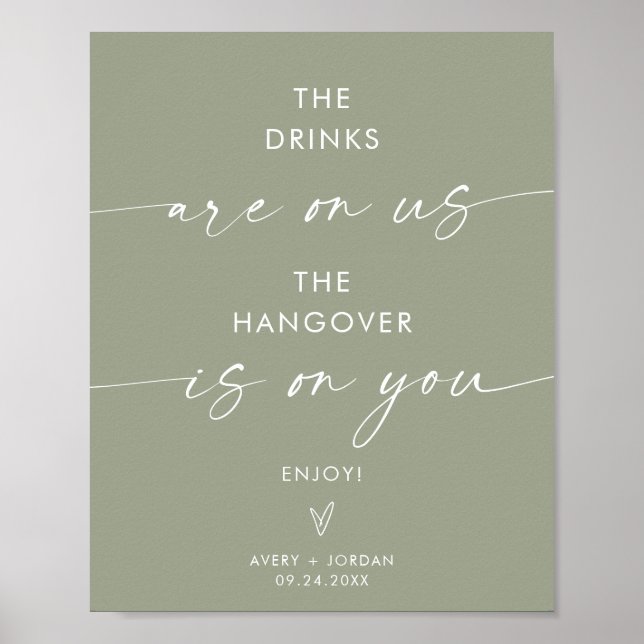 Minimalistische Hochzeit Open Bar Sign | Modernes  Poster (Vorne)