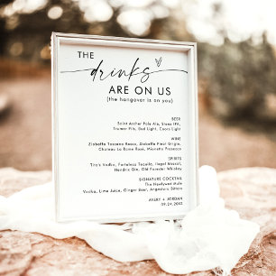 Minimalistische Hochzeit Open Bar Sign Modernes Poster