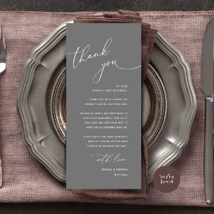 Minimalistische Hochzeit Platzsetting Dankeskarten Programm