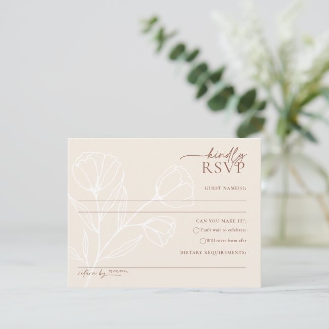 Minimalistische Hochzeit RSVP Card Postcard PEYTON (Stehend Vorderseite)