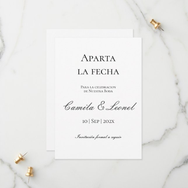 Minimalistische Hochzeit Save the Date (Vorderseite/Rückseite Beispiel)