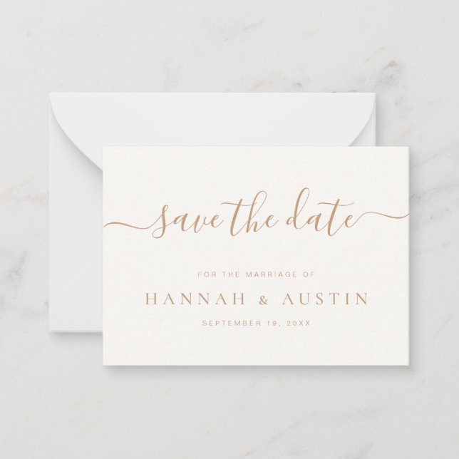 Minimalistische Hochzeit Save the Date Mitteilungskarte (Vorderseite)