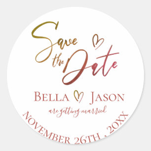 Minimalistische Hochzeit Save the Date Runder Aufkleber
