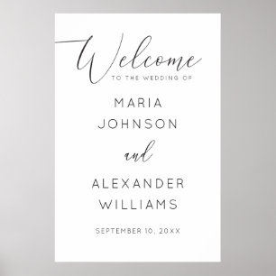 Minimalistische Hochzeit   Schwarzes & Weißes Skri Poster