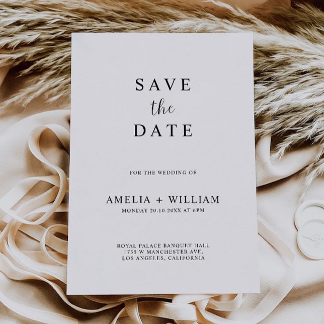 Minimalistische Hochzeit Speichern Sie das Datum d Einladung (Minimalist Wedding Save the Date Invitation)
