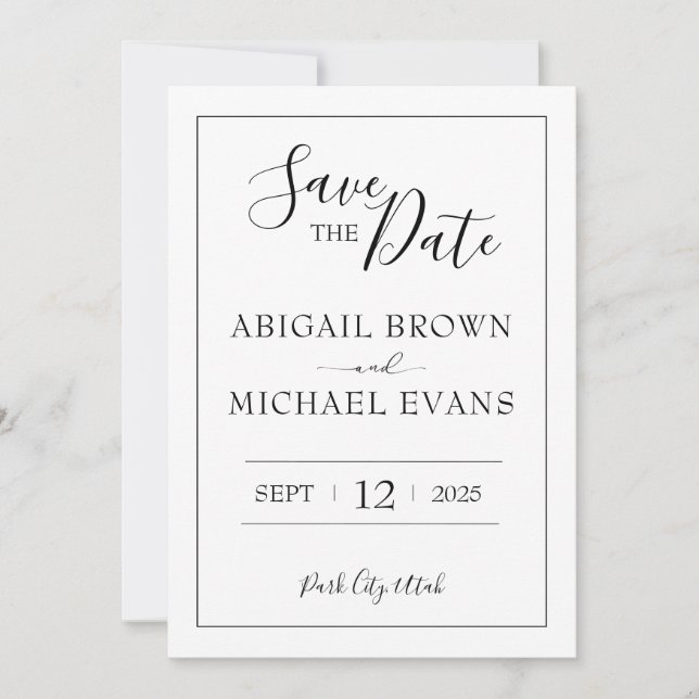 Minimalistische Hochzeit speichern Sie das Datum Save The Date (Vorderseite)