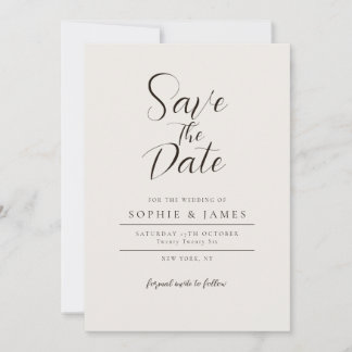 Minimalistische Hochzeit speichert das Datum Einladung