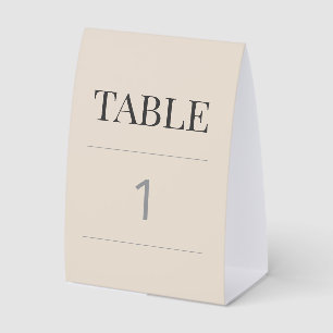 Minimalistische Hochzeit Tischnummer Soft Latte Tischaufsteller