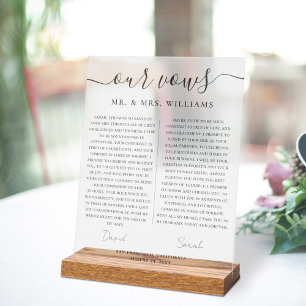 Minimalistische Hochzeit Unsere Gelübde mit Elegan Acrylschild
