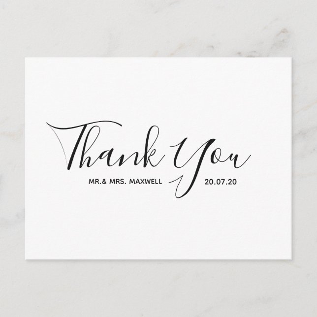 Minimalistische Hochzeit Vielen Dank Calligraphy S Postkarte (Vorderseite)