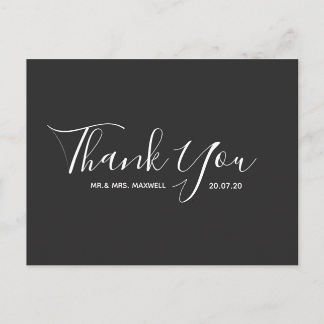Minimalistische Hochzeit Vielen Dank Calligraphy S Postkarte (Vorderseite)