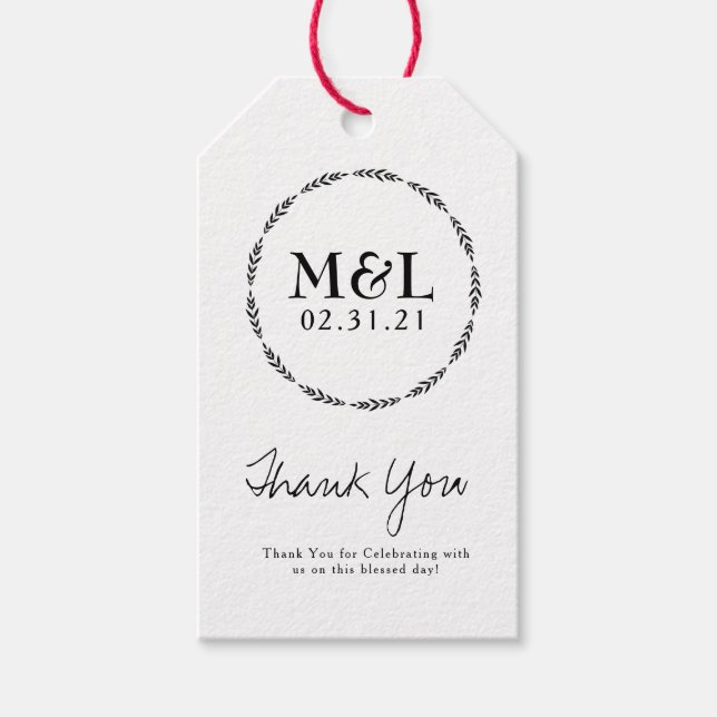 Minimalistische Hochzeit Vielen Dank, dass Sie Grü Geschenkanhänger (Vorderseite)