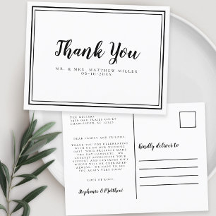 Minimalistische Hochzeit Vielen Dank, dass Sie Sch Postkarte