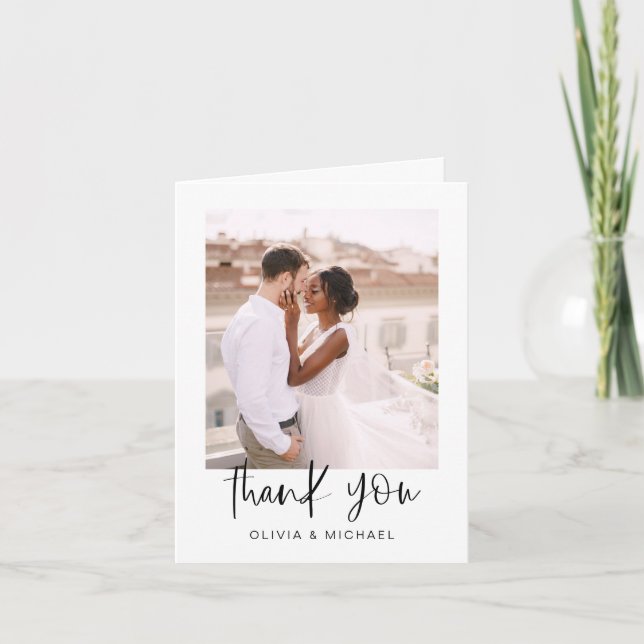 Minimalistische Hochzeit Vielen Dank Foto Simple Dankeskarte (Vorderseite)