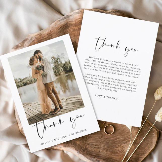 Minimalistische Hochzeit Vielen Dank Foto Simple Dankeskarte (Von Creator hochgeladen)