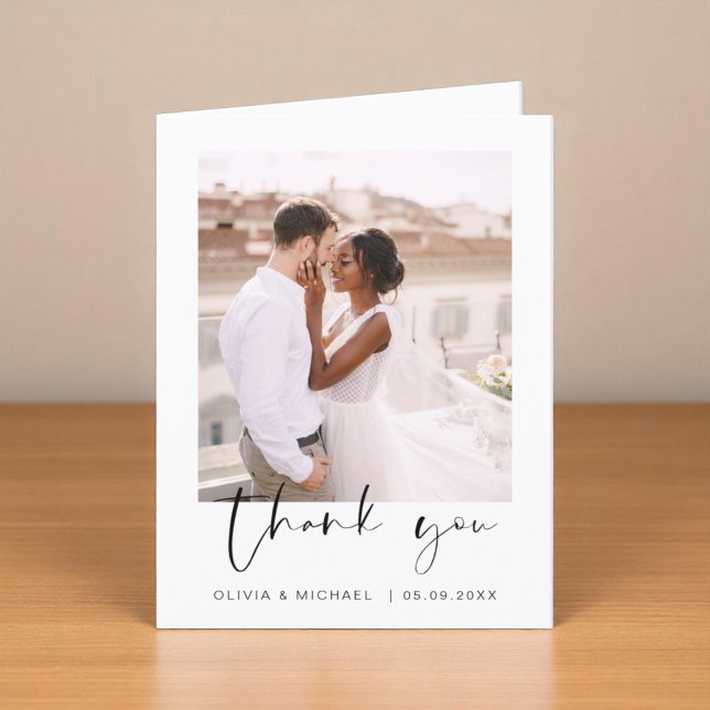 Minimalistische Hochzeit Vielen Dank Foto Simple Dankeskarte (Von Creator hochgeladen)