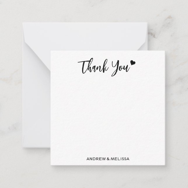 Minimalistische Hochzeit Vielen Dank für Ihr neues Mitteilungskarte (Vorderseite)
